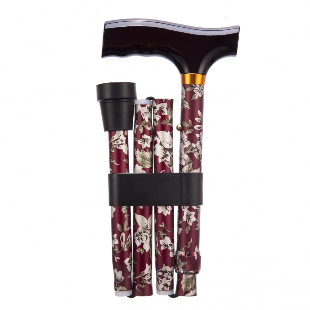 Wandelstok opvouwbaar burgundy merk Abe2 opgevouwen