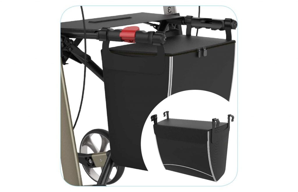 Luxe waterdichte boodschappentas met magneetsluiting voor Rehasense Streamer rollator, met handgrepen en reflecterende biezen.