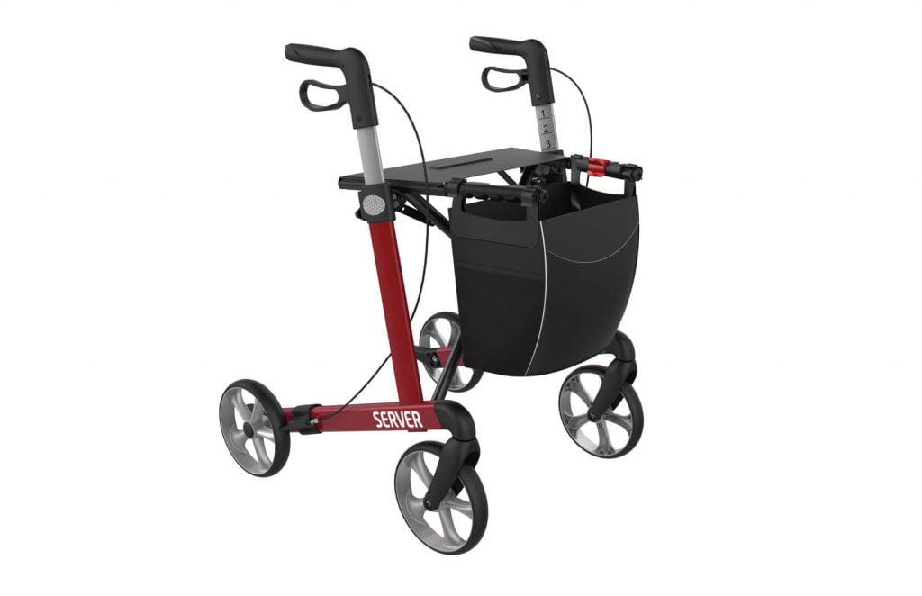 Rollator Server in 2 uitvoeringen standaard of comfort in de kleur wijnrood