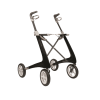 Rollator Carbon Ultra Light By Acre zwart, ultralicht 4,8 kg breed model met ergonomische handgrepen en grote PU wielen.