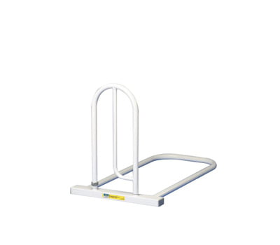 Witte Bedbeugel Easyrail bedgreep met U-vormig frame voor veilige ondersteuning naast het bed.
