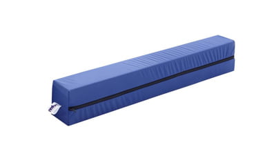 Blauwe matrasverlenger van HR-schuim met waterdichte incontinentiehoes en rits, voor het verlengen van een zorgbedmatras.