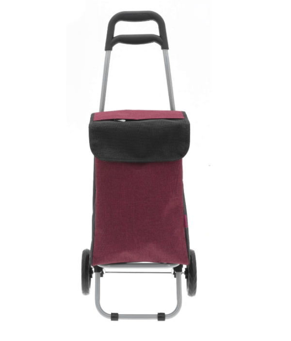 Mini Shopper 2.0 boodschappenwagen burgundy met zwart deksel, lichtgewicht opvouwbaar frame met twee wielen, voor kleinere boodschappen.