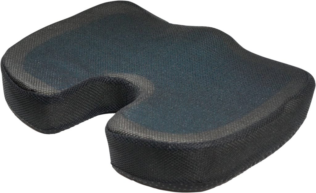 Zwart orthopedisch stuitbeen zitkussen met gel van Aidapt voor drukontlasting en extra zithoog comfort.