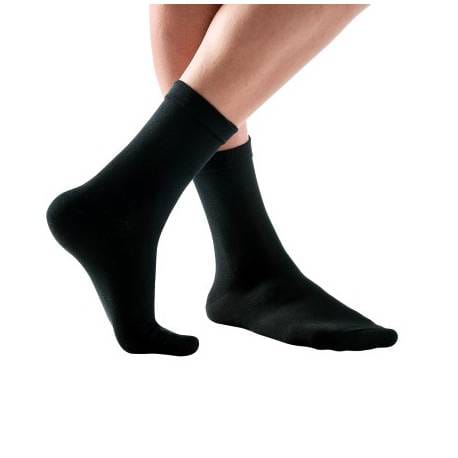 Zwarte Botasol Angora warmtesokken aan de voeten, zachte thermische bedsokken voor extra warmte en comfort.